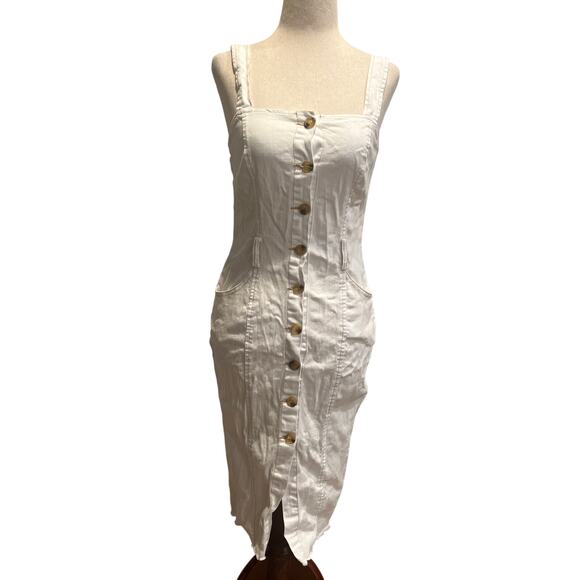 MEBON BY MACHINE JEANS Women's Denim Button Dress Size S In White - Picture 1 of 7